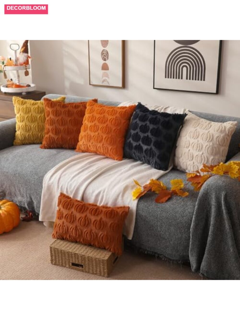 Fall Rust Pillow Covers Set of 2 - Soft Plush Polyester Throw Pillow Covers - Picture 4 of 5